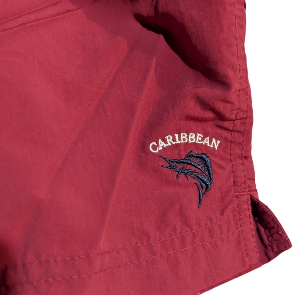 Caribbean Mens Swim Board Shorts Large Red Classic Preppy Cruise - Picture 2 of 7